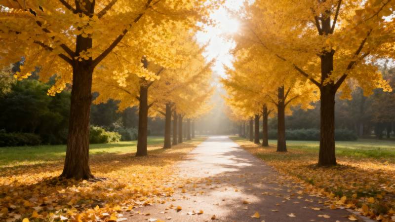 秋日林荫道图片