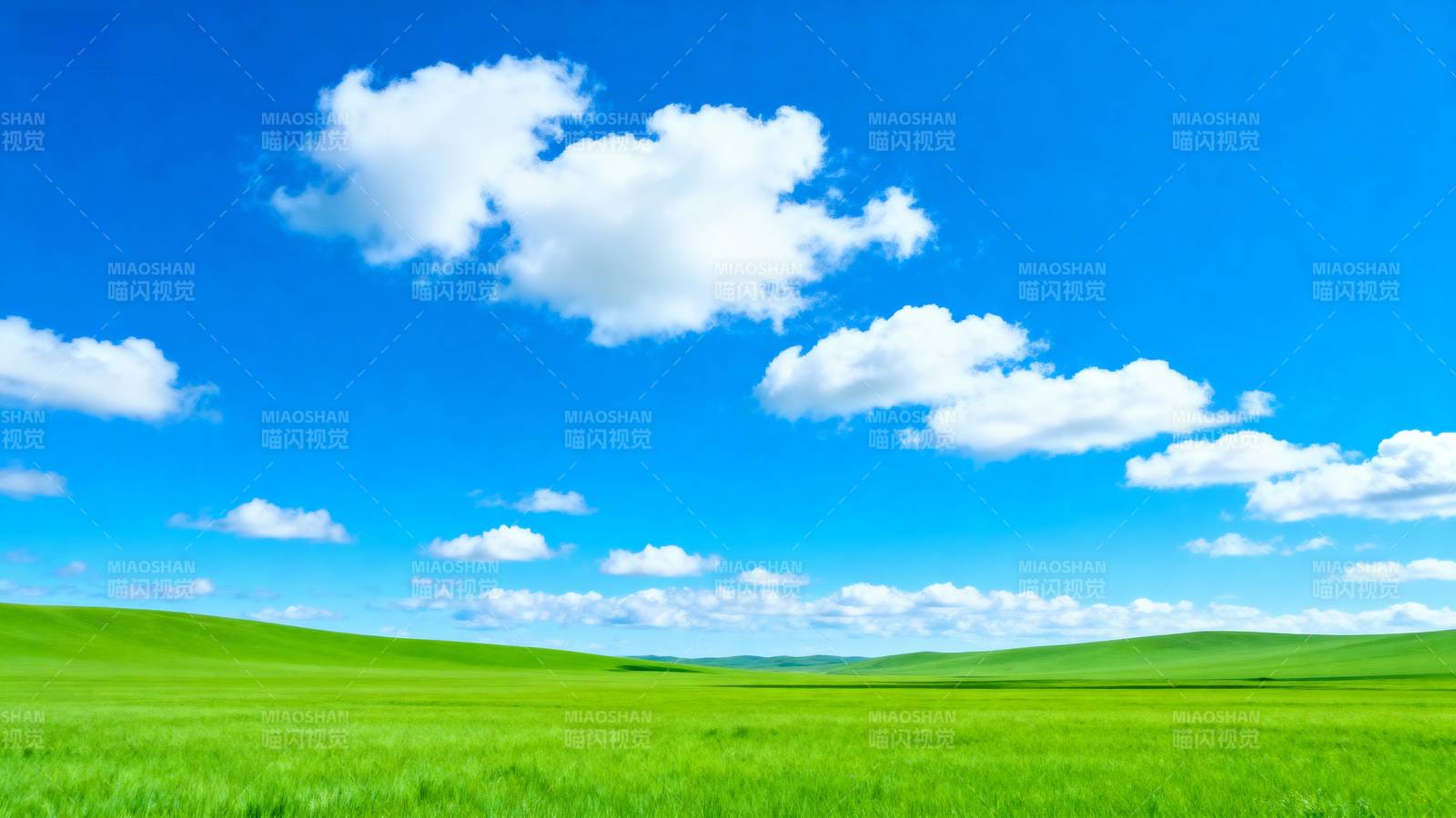 绿野蓝天白云图片
