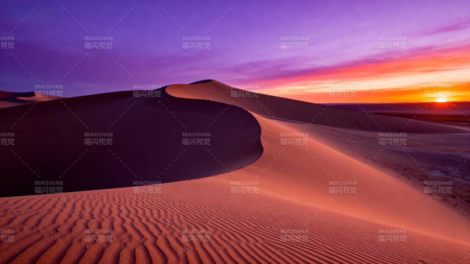 沙漠日落美景图片