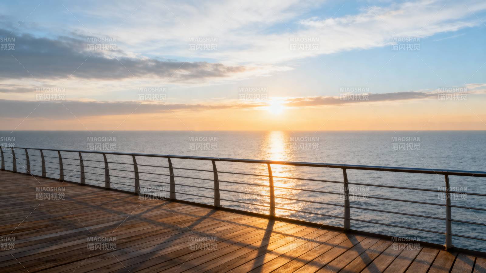 日落海景栈道图片