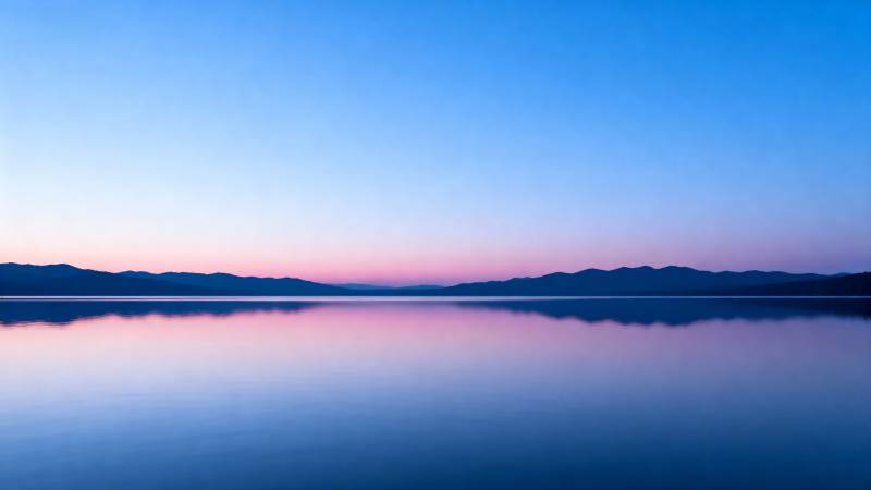 湖光暮色静谧美图片