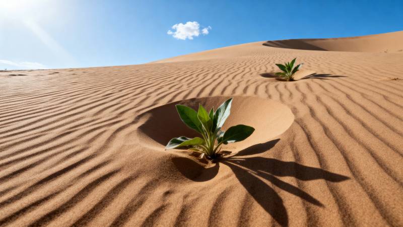 沙漠绿意生机图片