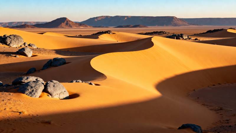 沙漠沙丘日出美景图片