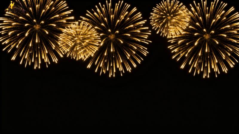 金色烟花绽放夜空图片