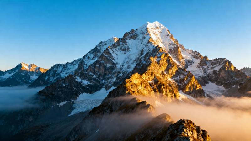 雪山晨曦美景图片
