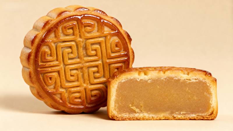 传统月饼 金黄诱人图片