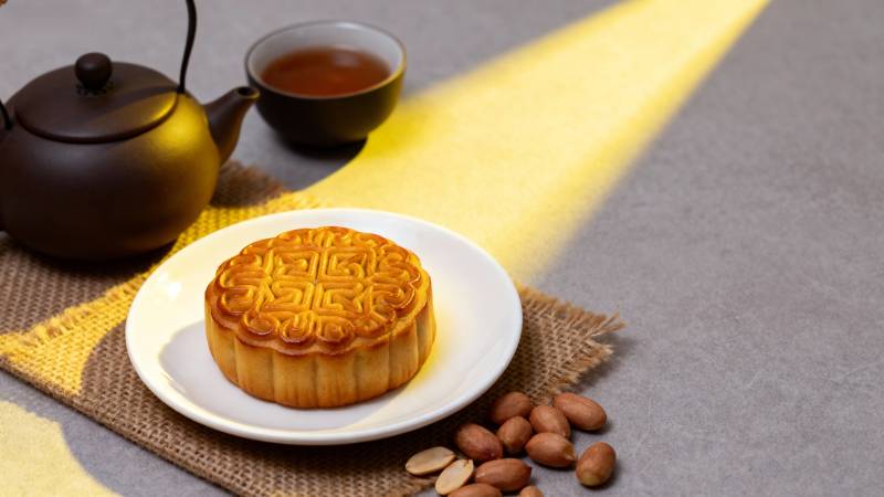 中秋月饼茶香伴图片