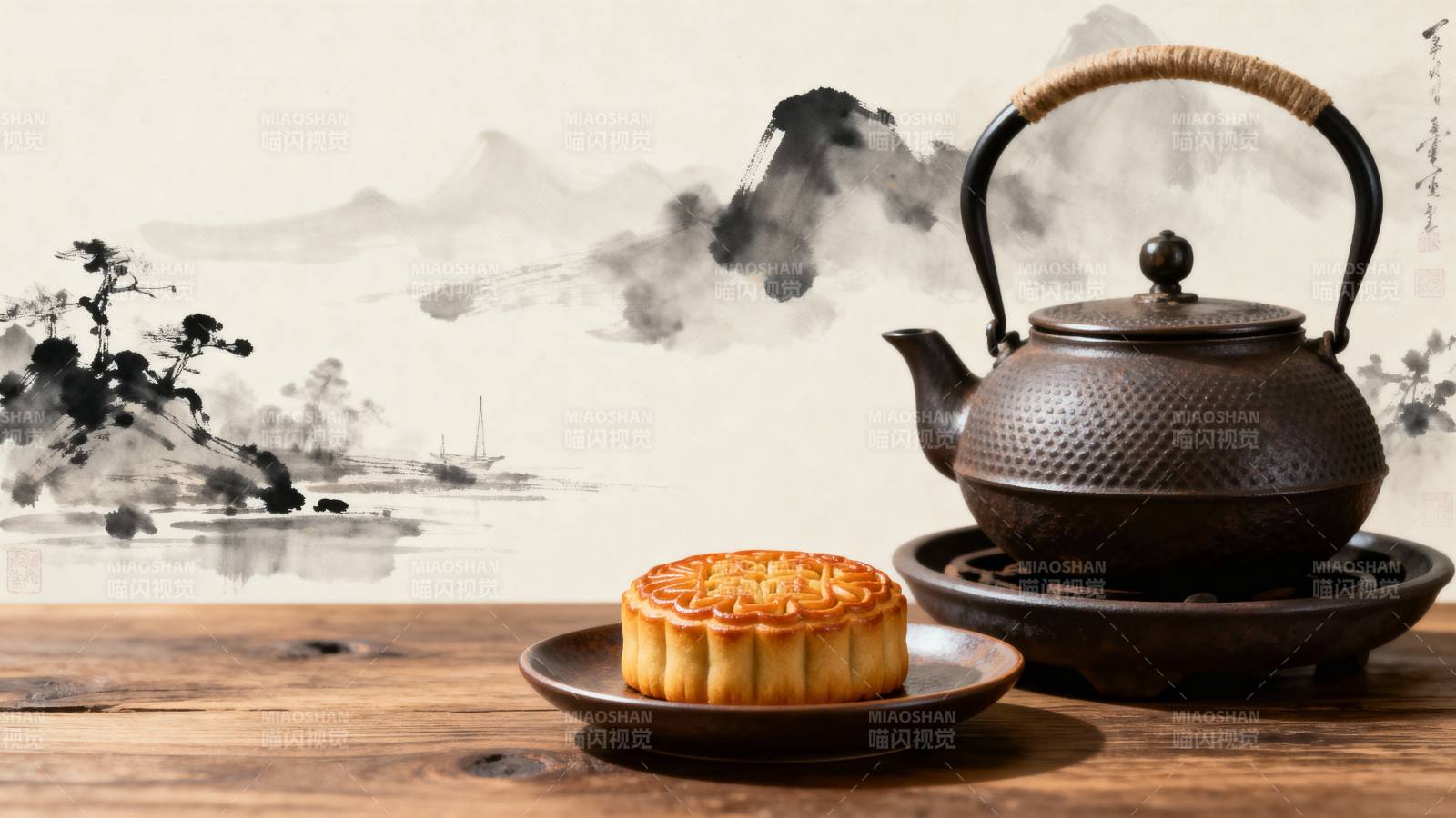 茶香伴月 静谧中秋图片