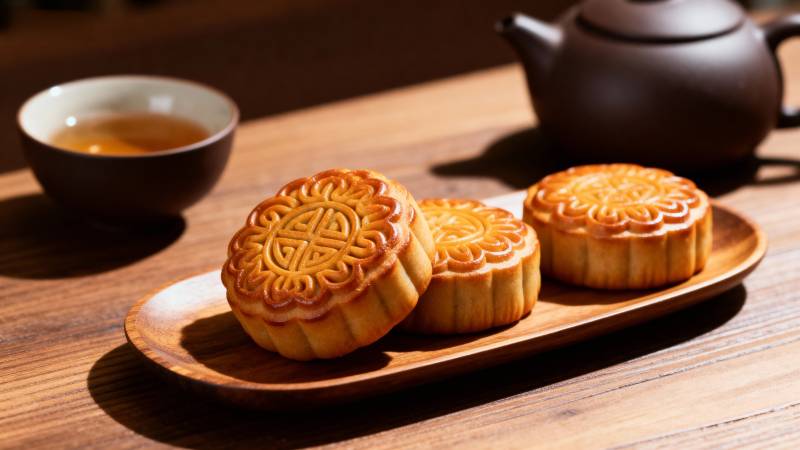 中秋月饼茶香伴图片