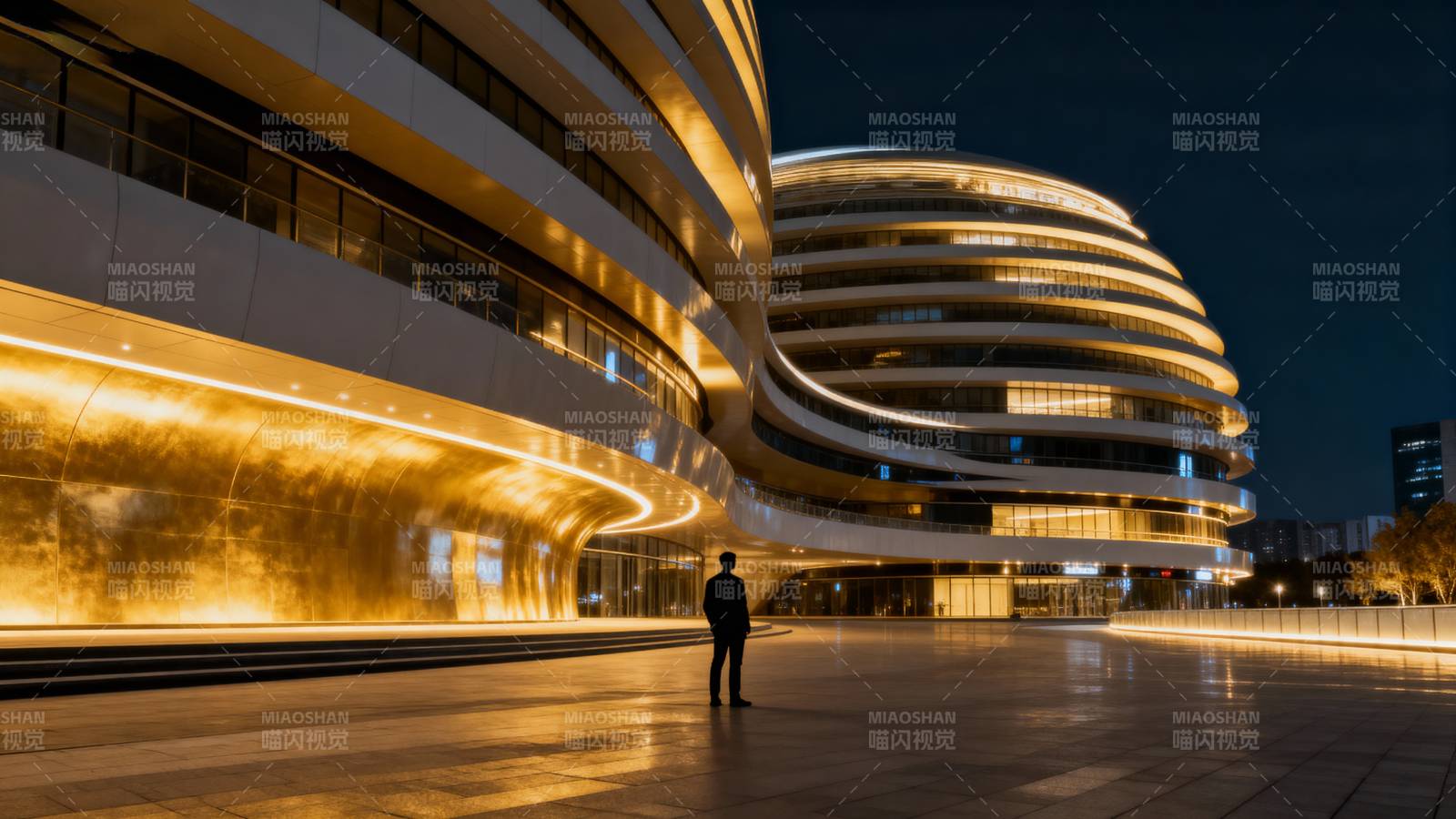 夜幕下的现代建筑图片