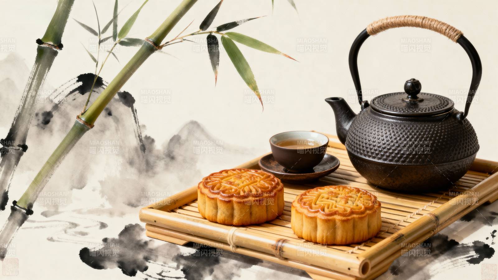 中秋茶点 竹韵悠然图片