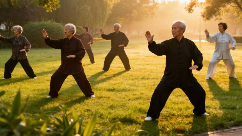 晨练太极老人图片