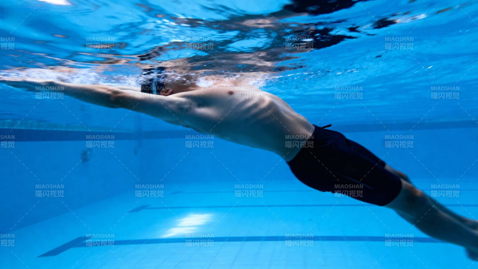 泳者水中划行图片