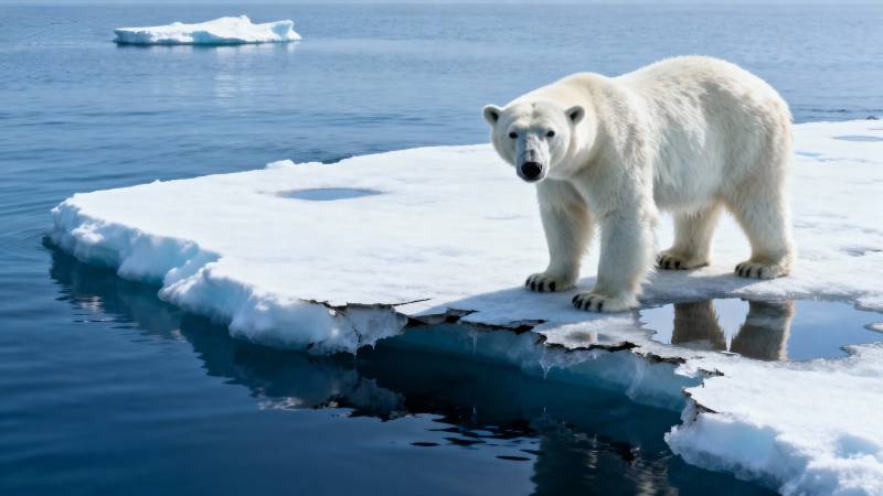 北极熊立冰上图片