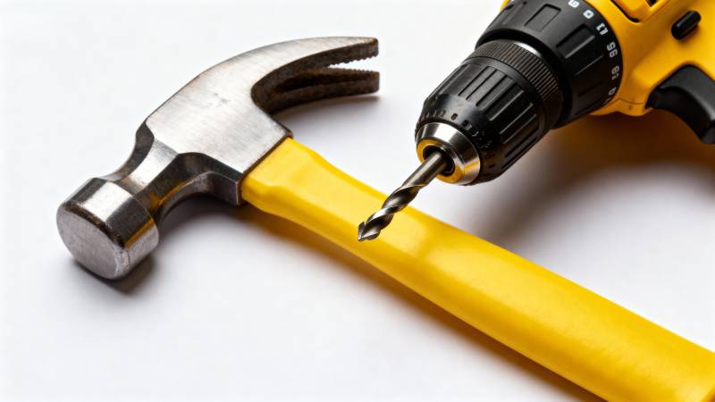 锤子与电钻并置图片