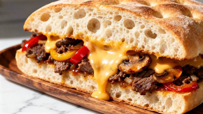 美味牛肉芝士三明治图片