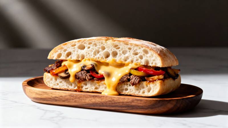 美味牛肉芝士三明治图片