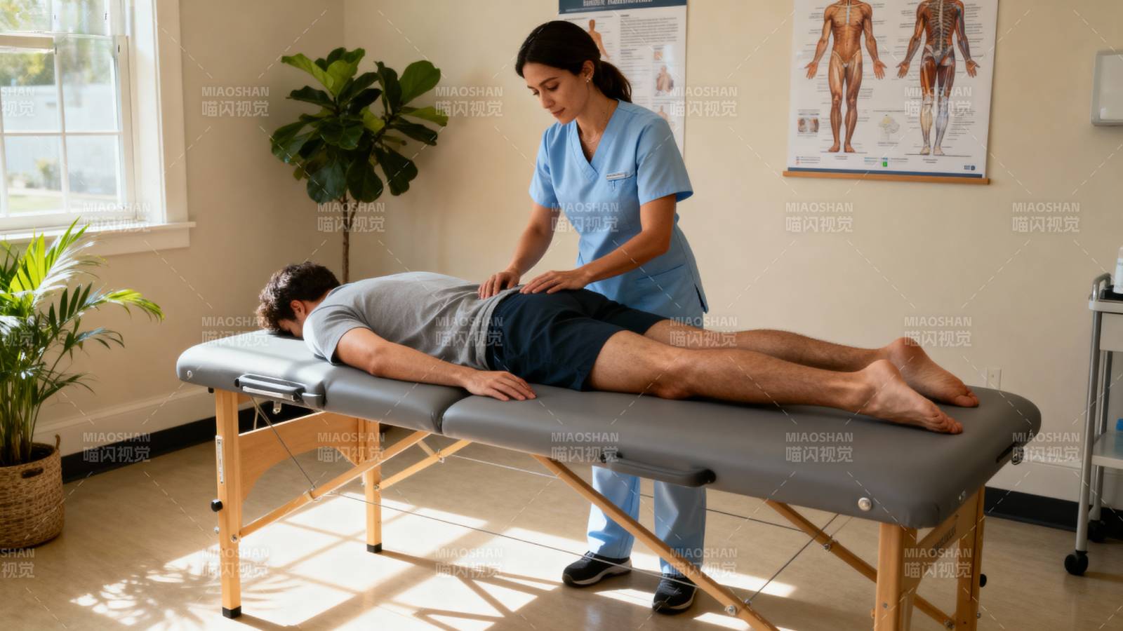 理疗师正在按摩患者图片
