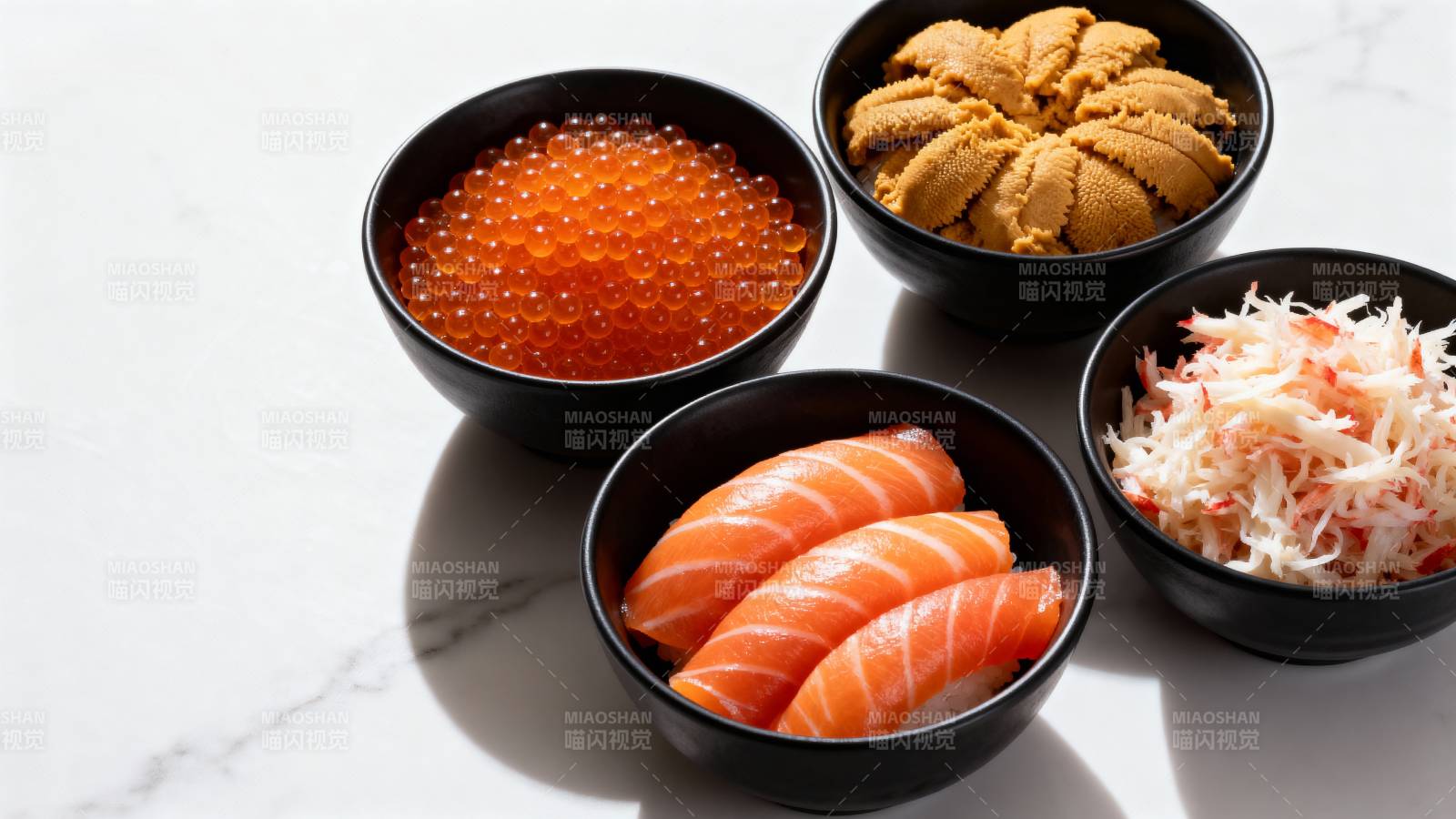 寿司食材四碗摆图片