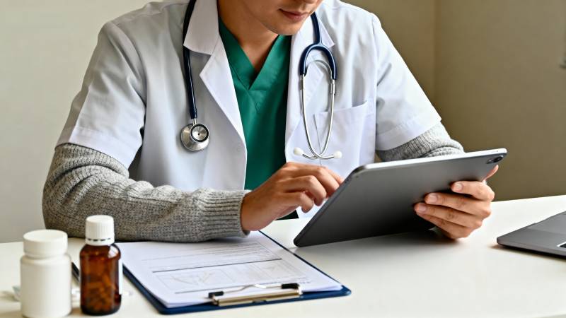 医生使用平板工作图片