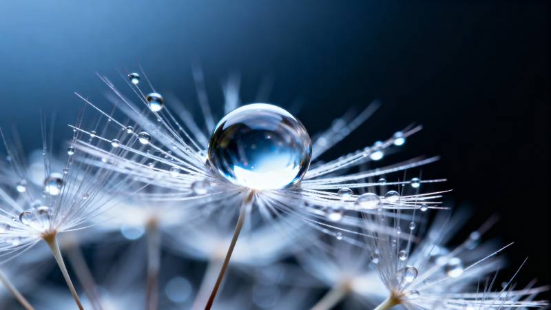 露珠映照蒲公英图片