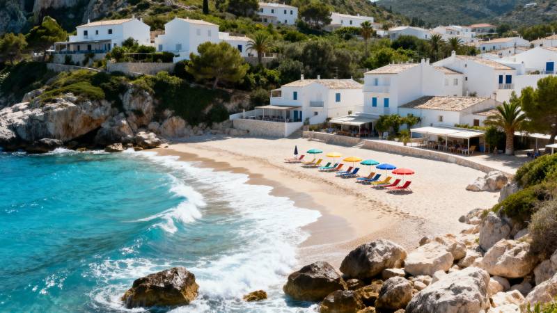 碧海白屋沙滩景图片