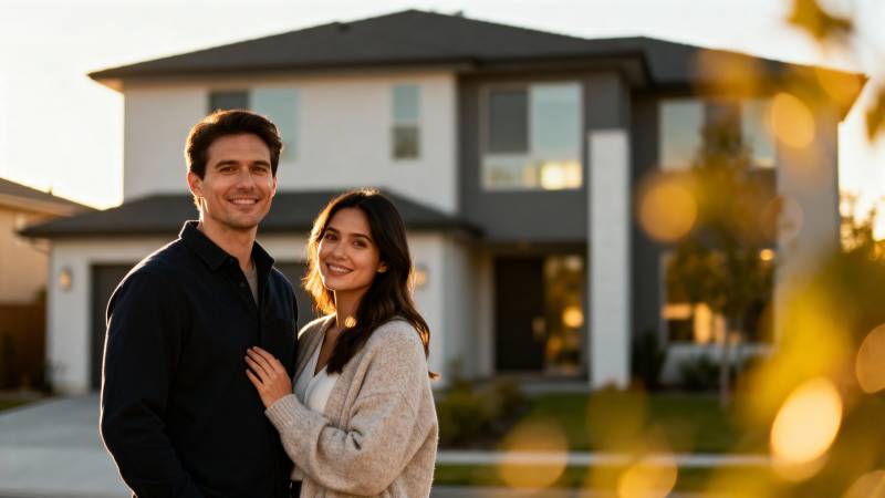 新家前的幸福情侣图片