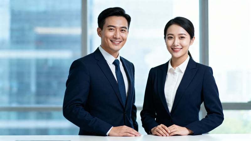 职场双人微笑合影图片