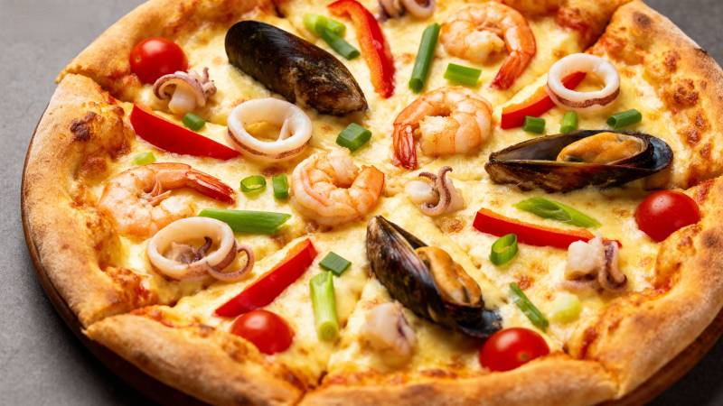 海鲜披萨美味诱人图片