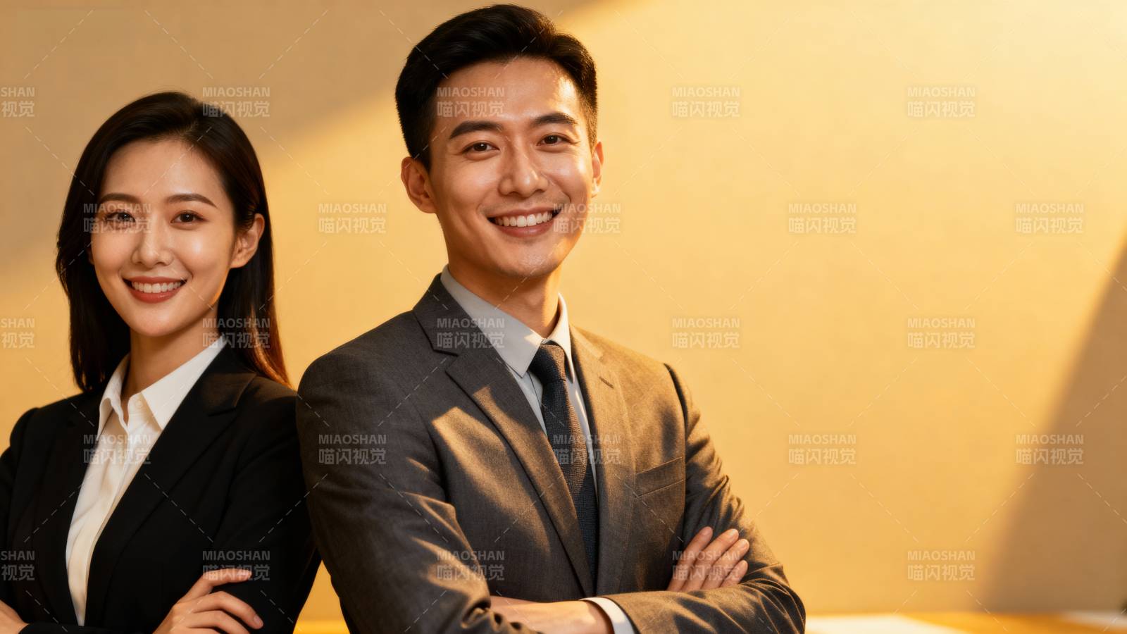 职场双人微笑合影图片