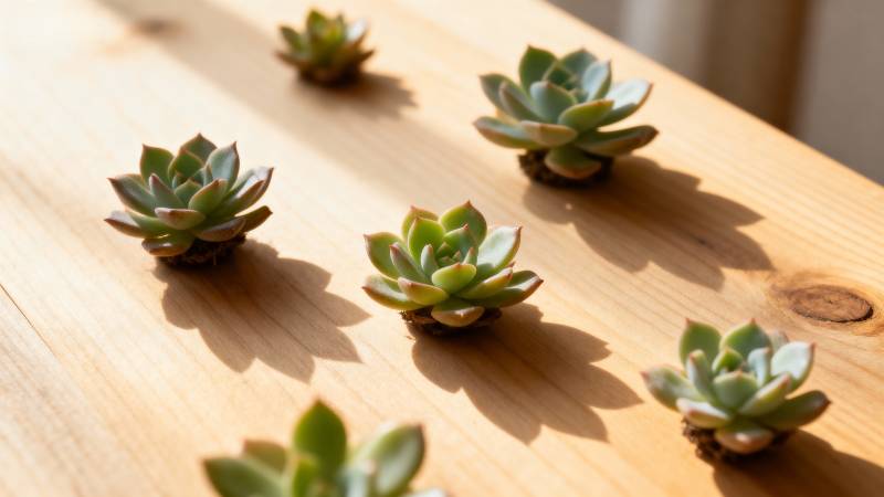 多肉植物静置木桌图片