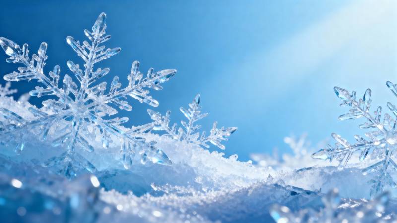 晶莹雪花映蓝天图片