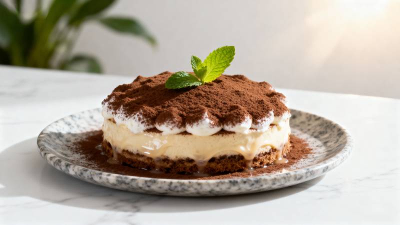 提拉米苏配薄荷图片