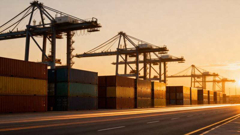 港口日落集装箱图片