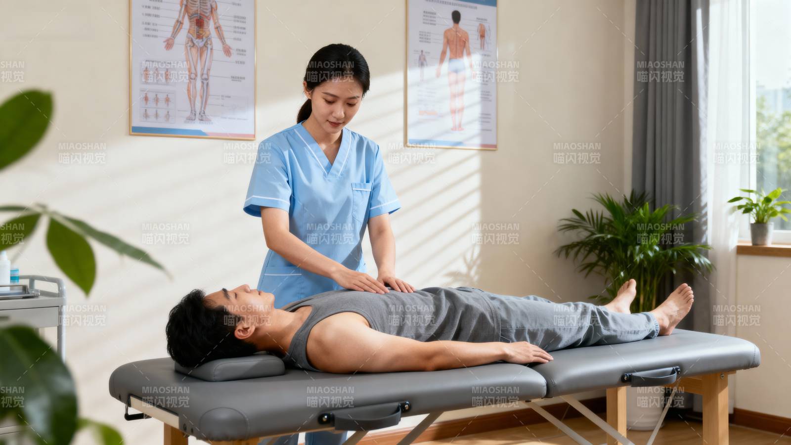 理疗师正在按摩患者图片
