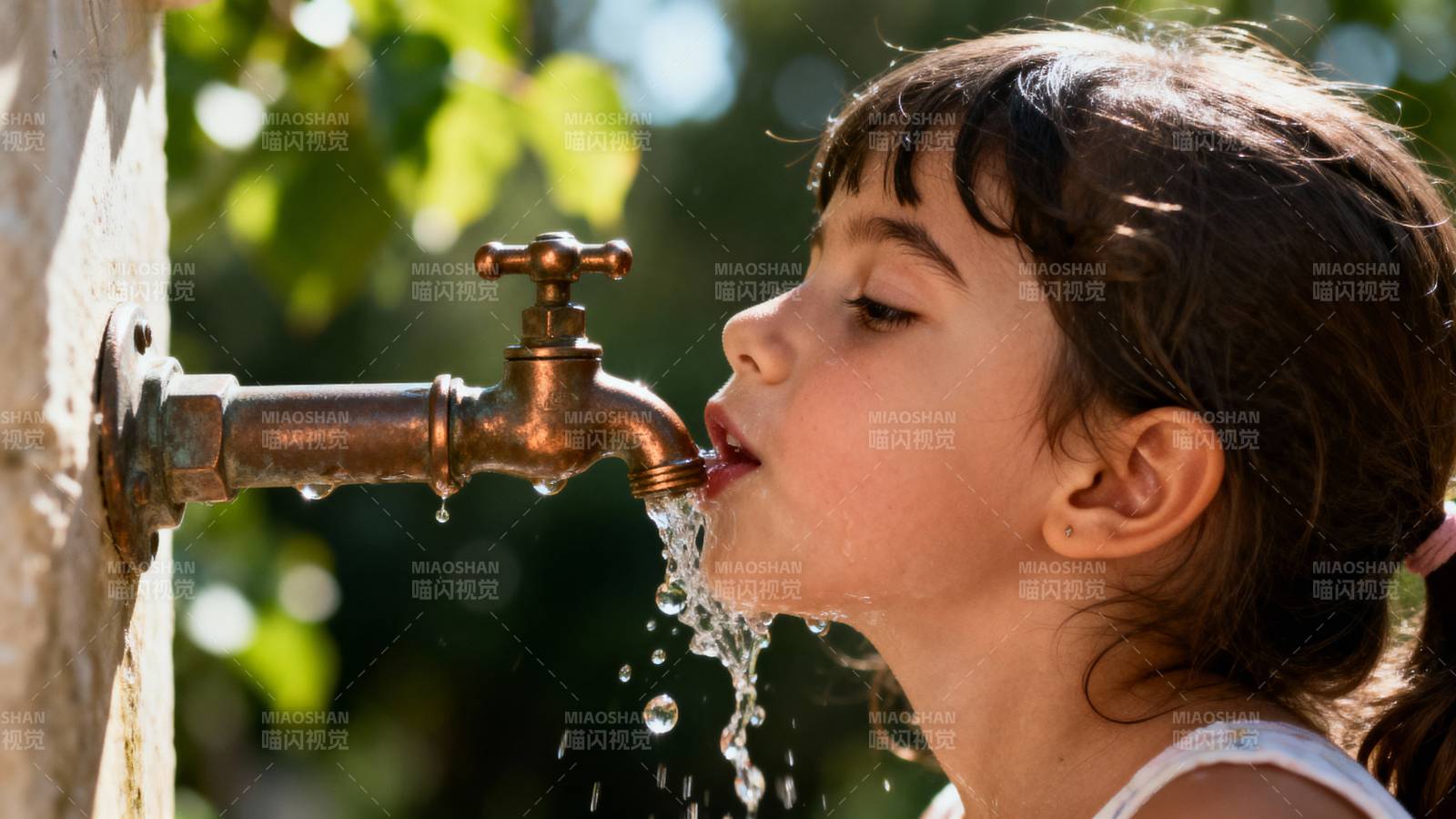 小女孩喝水图片