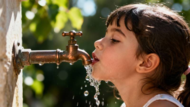 小女孩喝水图片