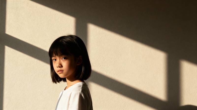 光影中的少女图片