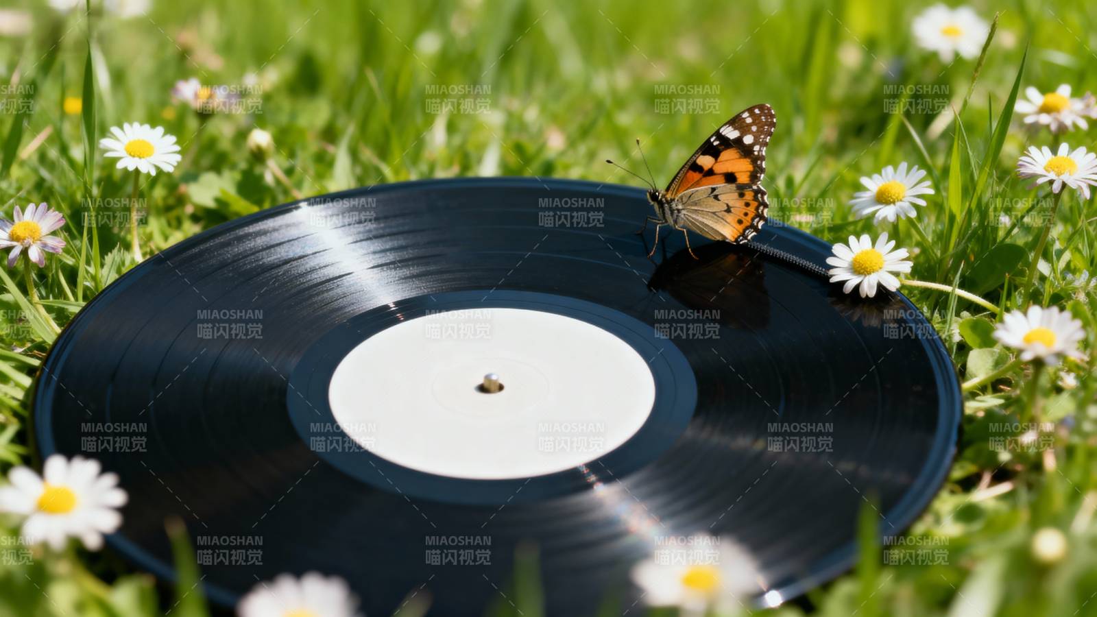 蝶舞黑胶 草间花影图片