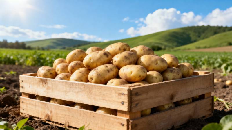 丰收的土豆箱图片