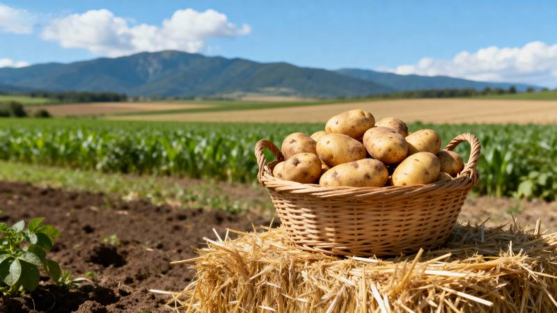 丰收的土豆篮图片