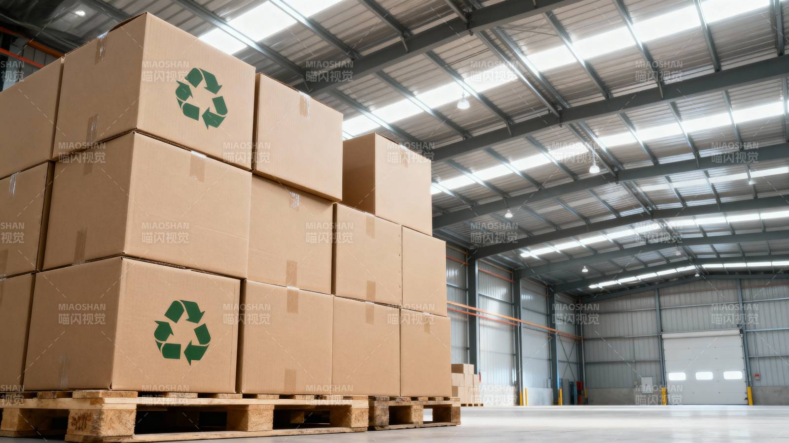 仓库中的纸箱堆叠图片