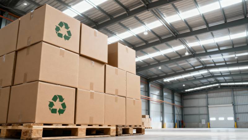 仓库中的纸箱堆叠图片