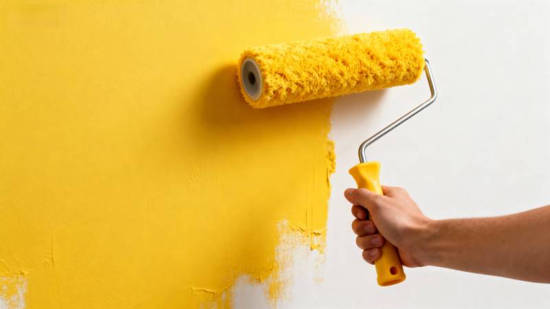涂刷黄色墙面图片