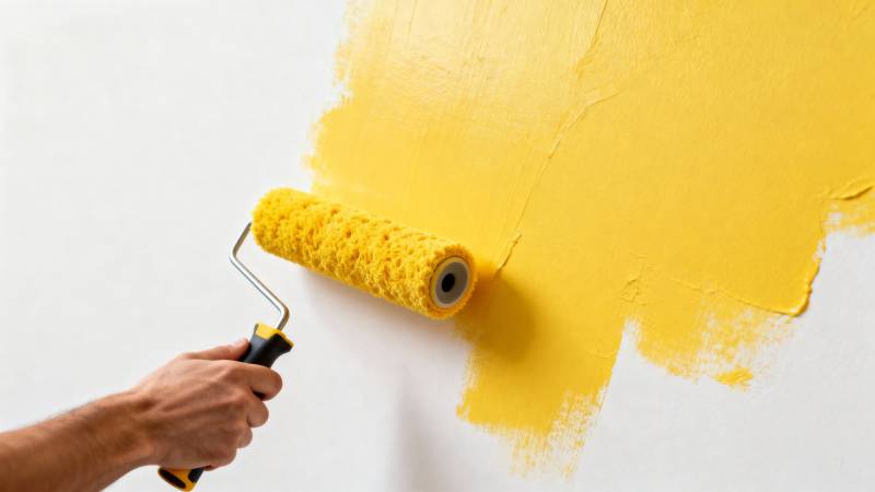 滚刷涂黄墙图片