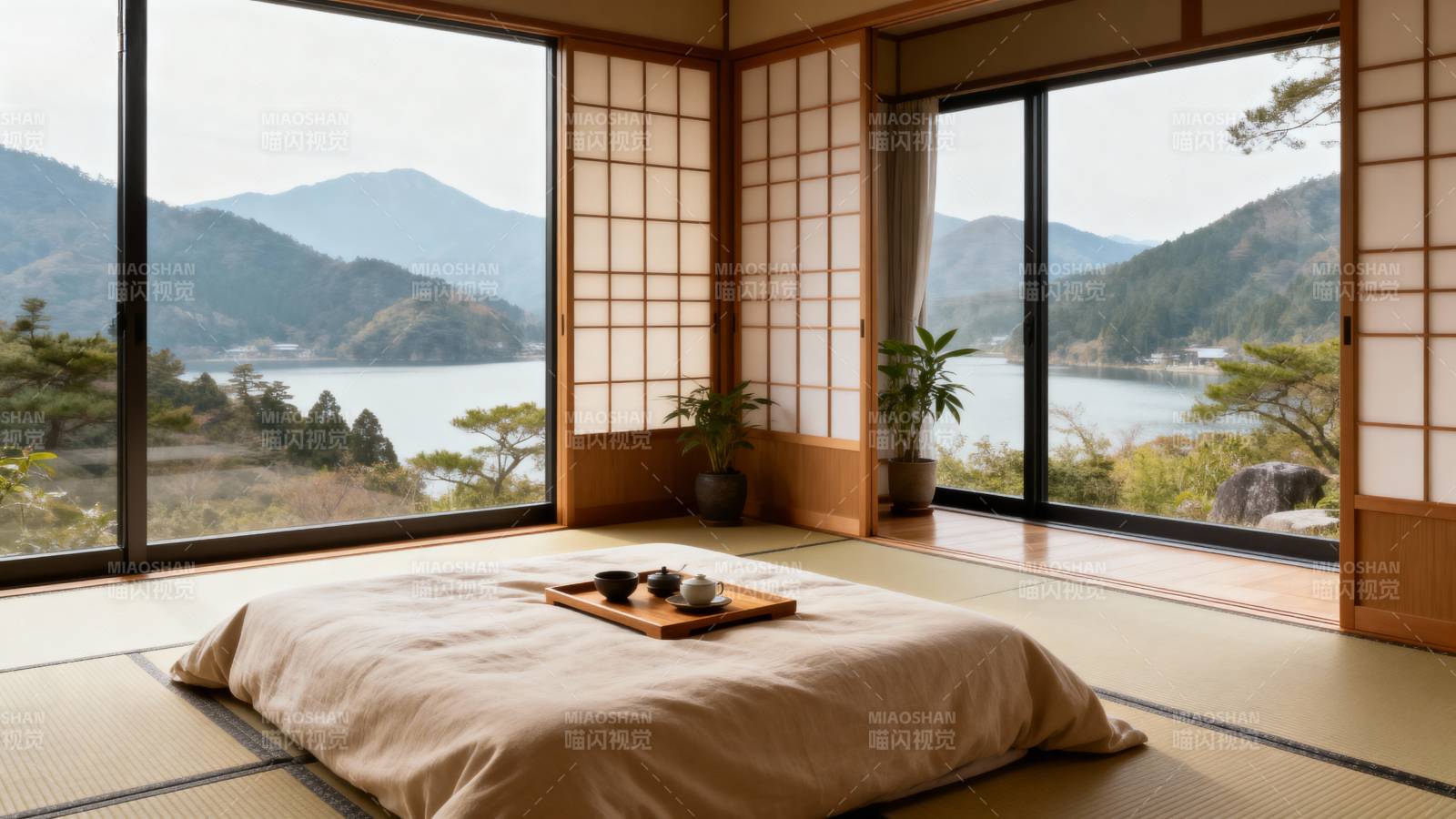 日式湖景榻榻米房图片