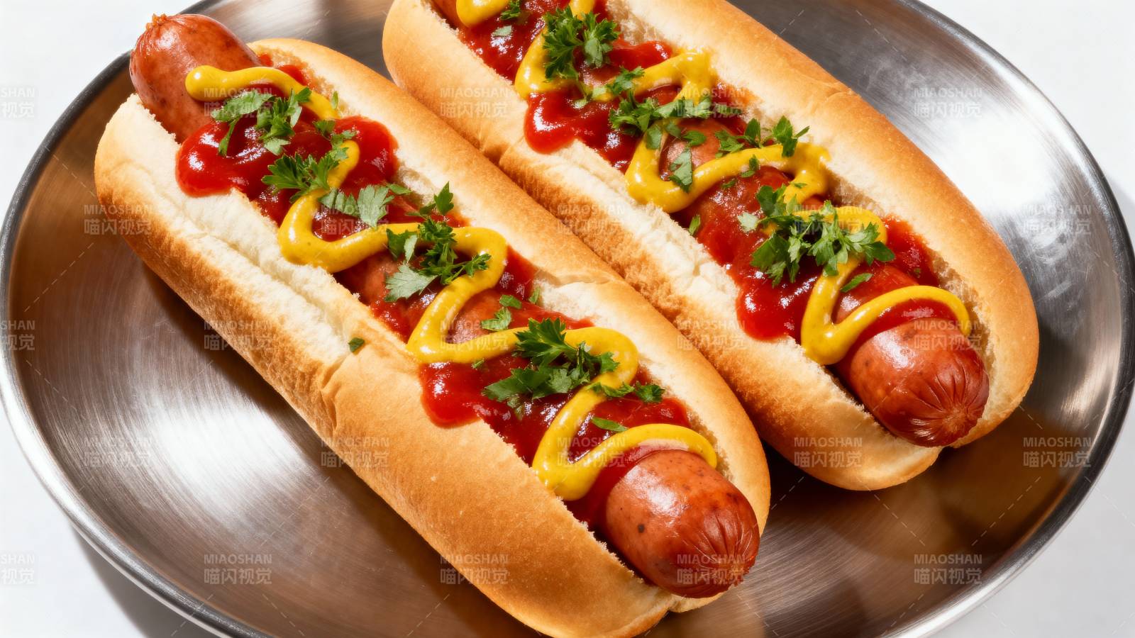 美味热狗配芥末酱图片