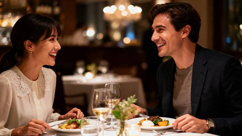 浪漫晚餐 甜蜜对视图片