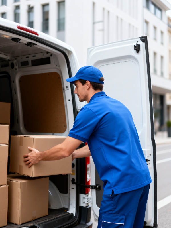 快递员装卸包裹图片