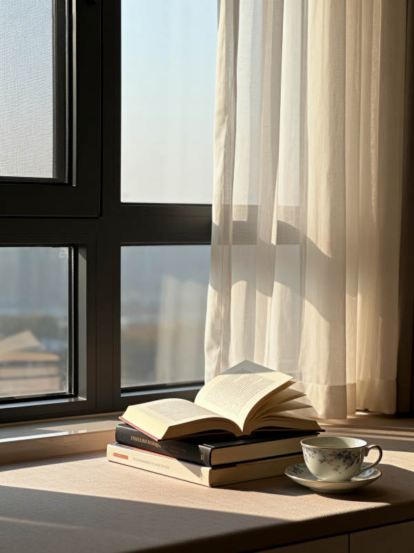窗边读书时光图片